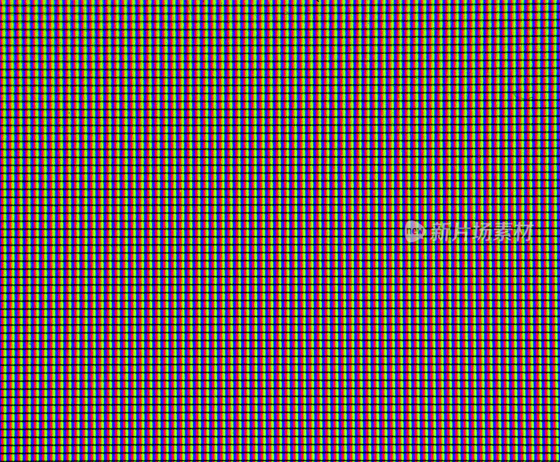 RGB LED显示器像素特写宏，显示单独的红色，绿色和蓝色像素